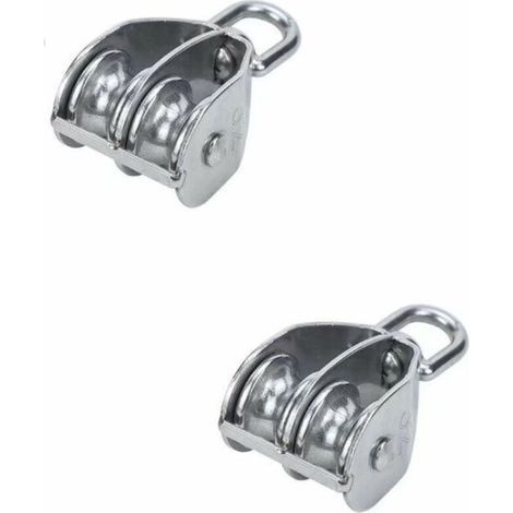 2 Pièces Poulie Double Fixe en Acier Inoxydable M20 pour Câble d’Élingue – Bloc de Levage à Double Roue (1/5)