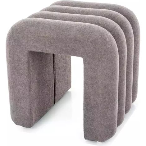 Pouf en tissu gris au design ondulé moderne avec assise confortable NENUP (1/3)