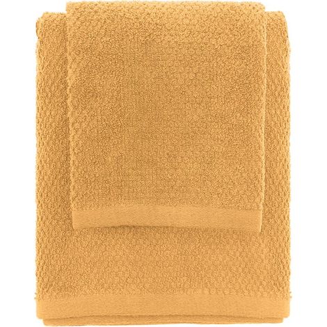 Set asciugamani bagno giallo per viso e ospite in cotone puro Spring (1/5)