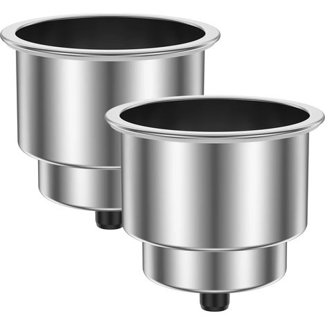 Porte-gobelet de bateau en acier inoxydable à encastrer avec trou de drainage 4 pièces (argent) (1/5)