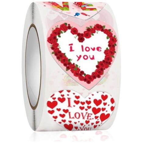 Lot de 500 autocollants en forme de cœur rose de 2,5 cm pour la Saint-Valentin (1/5)