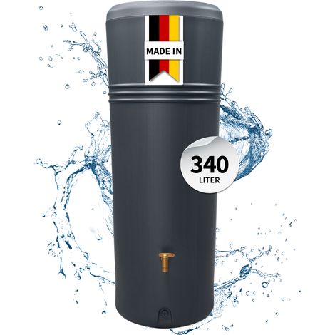 4rain AZURA 2in1 bepflanzbare Regentonne 340 Liter graphite grey inkl. Pflanzschale