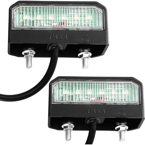 2 Pièces Éclairage Plaque Immatriculation LED 12V 24V ECE Etanche Blanche Froide Feux Arrière de Plaque d’Immatriculation pour Remorque Voiture (1/5)