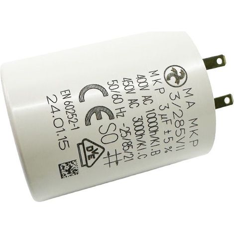 Condensateur 3µF - Ø30x38mm - pour moteur de volet roulant Cosses 2.8 mm - Somfy 5113667A (1/4)