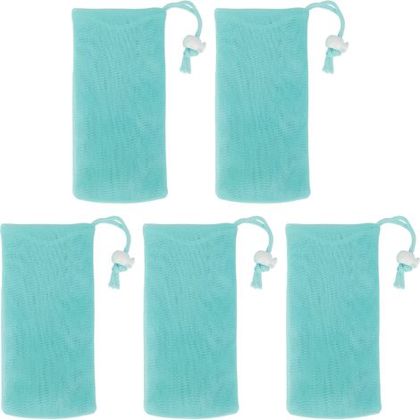 Pochette Exfoliante en Maille pour Savon, Filet à Bulles avec Cordon pour Nettoyage Visage et Corps, Lot de 5 (1/5)