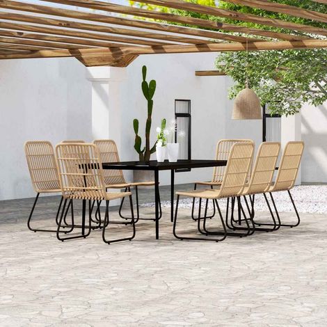 vidaXL Ensemble à manger de jardin 9 pcs Chêne (1/5)
