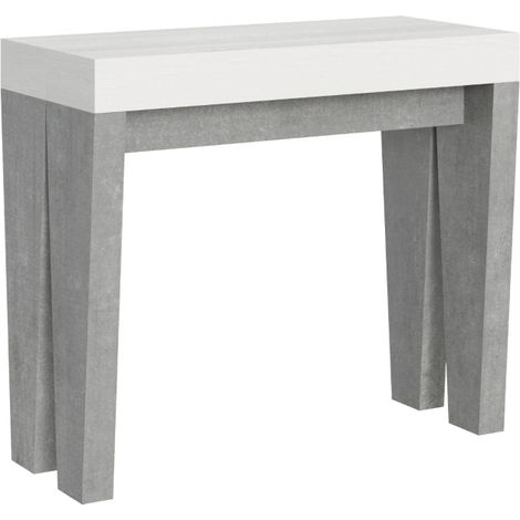 Consolle allungabile 90x40/300 cm Spimbo Mix piano bianco frassino - struttura cemento (1/5)