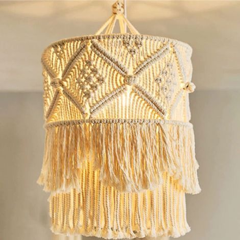Luminaires suspendus Boho avec macramé fait à la main, abat-jour Bohême pour décor de chambre Boho, salon, décorations de Noël (1/4)