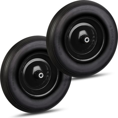 Roue de brouette 4.80 4.00-8, lot de 2, roue caoutchouc secours, 6 adaptateurs, pneu diable 100kg de charge, noir