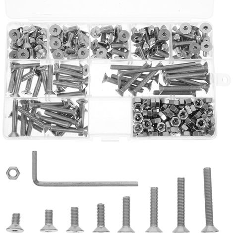 teiliges Senkschrauben Set mit verschiedenen Muttern und