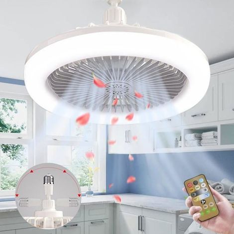 Luminaire Ventilateur Plafonnier,E27 Lustre Ventilateur de Plafond,Ventilateur Plafond Silencieux Avec Lumiere Telecommande(gris) (1/5)