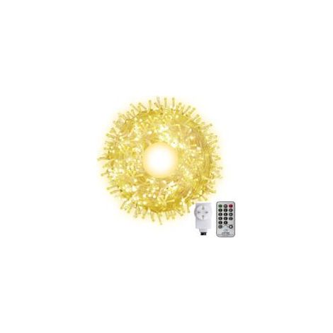Guirlande lumineuse d'extérieur 100m – 600 LED blanc chaud – Étanche IP44 – 8 modes d'éclairage – Télécommande incluse