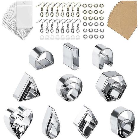 Ausstechformen-Set aus Polymer-Ton, Ausstechformen aus Polymer-Ton mit Ohrringhaken, Biegeringen, Ohrring-Verschlüssen und Ohrsteckern (1/5)