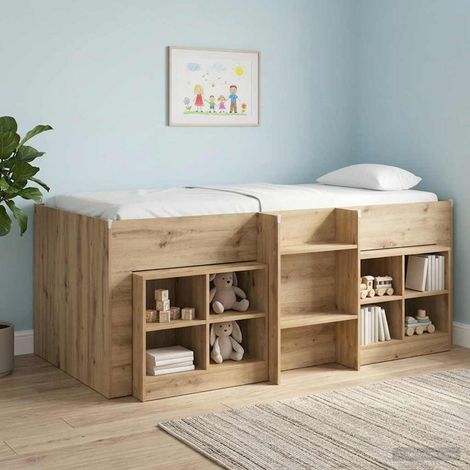 vidaXL Letto Alto per Bambini Rovere Artigianale 90 x 190 cm (1/5)