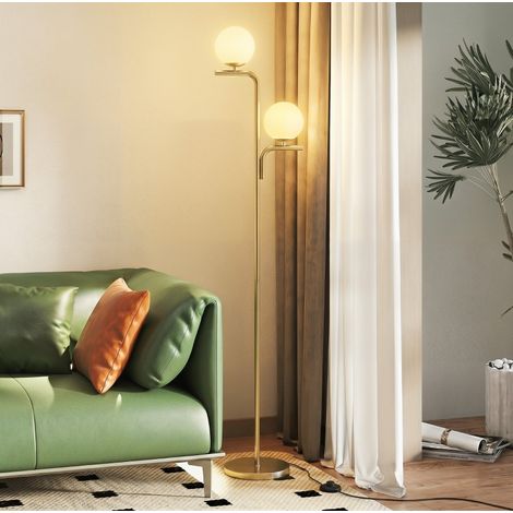 Lámpara de pie LED dorada de 3 temperaturas de color, pantalla de vidrio OKMYHOME (1/5)