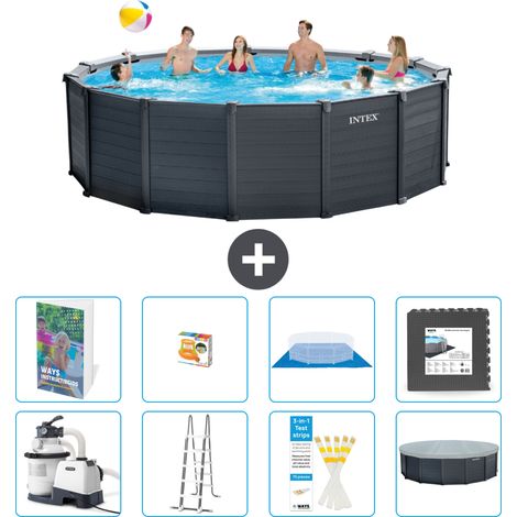 Intex Piscina Graphite Panel Rotonda - 478x124 cm - 9-pezzi S525