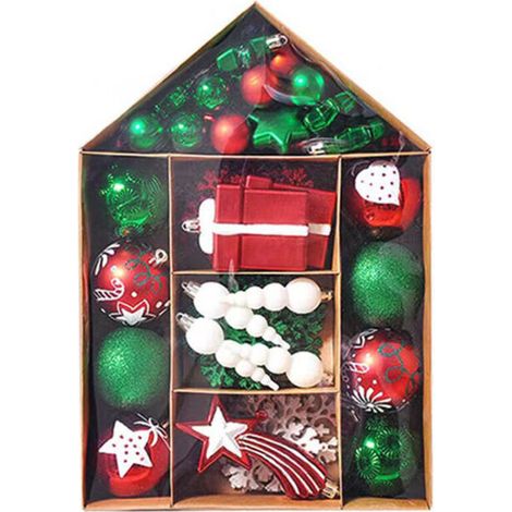 PALLA DI NATALE 70 palline per albero di Natale zincate rosse, verdi e bianche