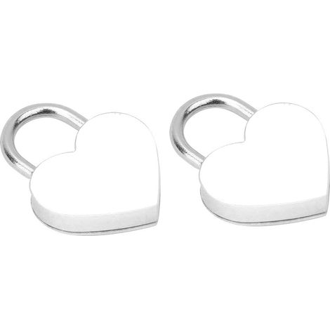 2 jeux de cadenas délicats en métal coloré en forme de cœur pour usage domestique, clés incluses, 30x39mm, blanc. (1/5)