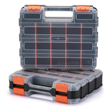 Lot de 2 organiseurs d'outils double face en polymère résistant aux chocs et séparateurs en plastique amovibles 34 compartiments (1/5)