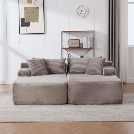 Canapé chenille méridienne gris sans montage OKMYHOME (1/5)