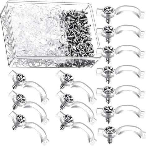 100 Pieces 10 mm LED Strip Mounting Clip Silicone Light Strip Clip with 100 Pieces of Screws (Transparent) (1/5)