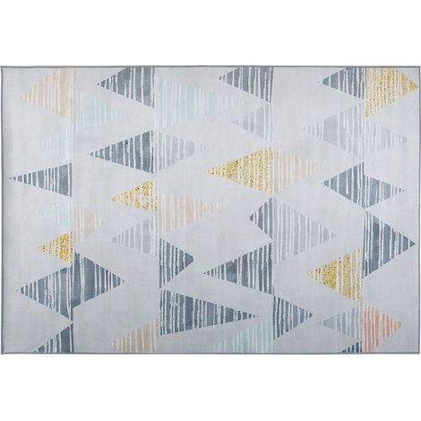 Alfombra multicolor de tejido de poliéster patrón geométrico envejecido rectangular 160 x 230 cm Yayla