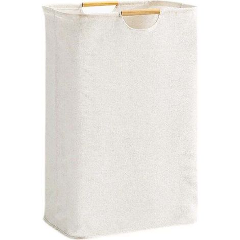 YMYNY Panier a Linge Beige 40×56×27 cm, Panier à Linge Grande Capacité Pliable Tissu Oxford avec Manche en Bois, Corbeille a Linge pour Chambre Salon Chambre D'enfant Salle de Bain et Voyage (1/4)