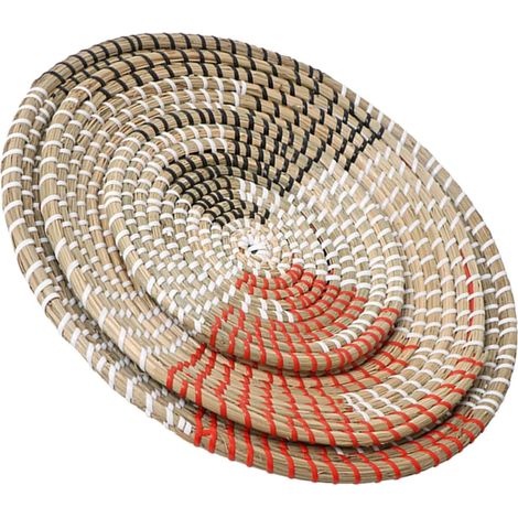Lot de 3 Paniers Muraux Tissés la Main en Herbe de Mer, Tailles Variées, Décoration Artisanale Nordique Naturelle, à Suspendre Murale pour Salon et Chambre (1/5)