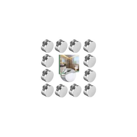 12 Pcs Miroir Pinces à Verre Miroir de salle de Bain Titulaires Rond Mural en Alliage de Zinc Miroir Fixations de 15kg de Charge (1/4)