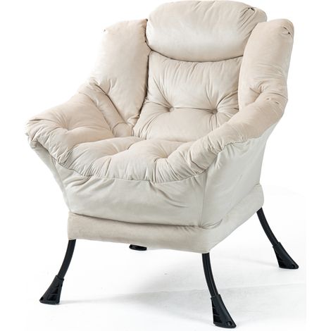 Fauteuil relax avec structure en métal et poche latérale, style simple, confortable pour chambre, salon et balcon (1/5)