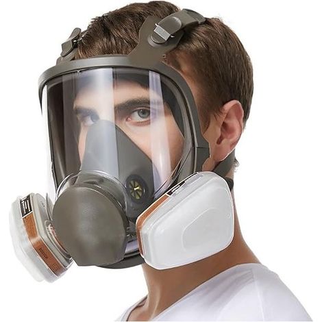 Masque Facial Integral - Silicone Et Tpe - Protection Contre Poussiere Et Gaz - Double Filtre Remplaçable - Pour Peinture Soudage Pulverisation - 1 Unite (1/5)