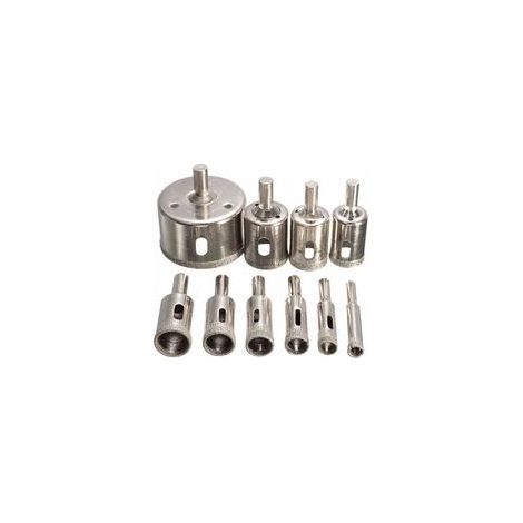 Set mit 10 diamantbeschichteten HSS-Bohrern für Elektrowerkzeuge, für Fliesen, Marmor, Glas, Keramik, Lochsägen, 6 mm bis 30 mm - Crezuo