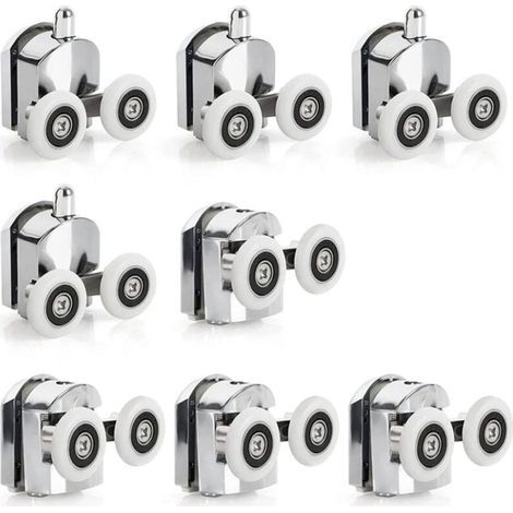 Rollen für Duschschiebetüren, Zinklegierung, Rollen für Duschschiebetüren, 23 mm Durchmesser, Zwillingsräder, Ersatz für Badezimmer (1/4)