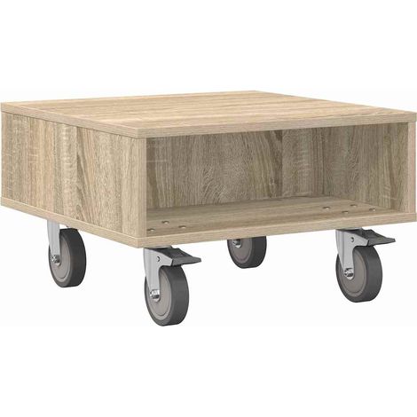 Side Table with Wheels Sonoma Oak 50.5 x 50 x 30 cm vidaXL