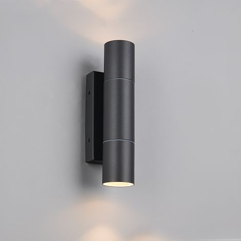 Applique murale extérieure moderne noire tube haut-bas 2xGU10 mini 10W IP65 TRIO YAMUNA (1/3)