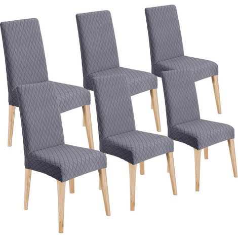 Stuhlhussen 6er Set Grau, Universal Esszimmerstuhlbezug, Waschbar, Elastisch (1/5)