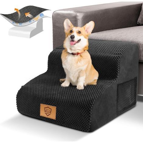 Hundetreppe, 2 Stufen, hochdichter Schaumstoff, Aufbewahrungstasche, rutschfest, für Sofa oder Bett (1/5)