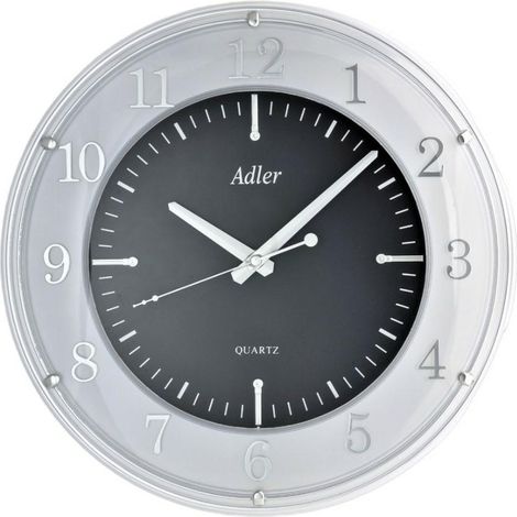 Orologio da parete PW-076 modello Silver Adler con quadrante nero.