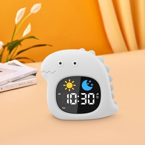 Dinosaurier-Wecker für Kinder – Wiederaufladbarer Digitalwecker – Kinderzimmer – Weißes ABS (1/5)