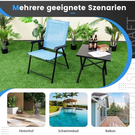 Set di 2 sedie pieghevoli da esterno, blu, 65x60x93 cm