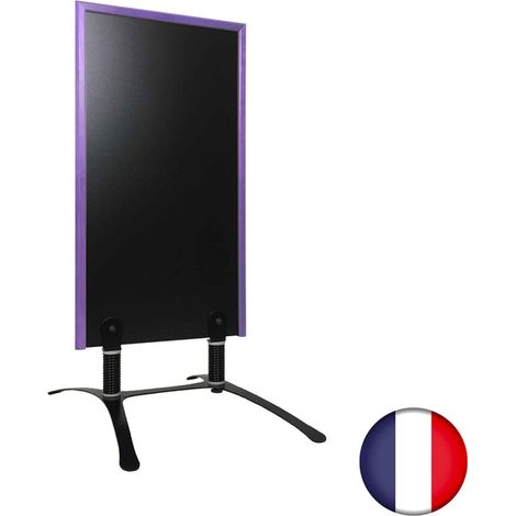 Panneau trottoir sur piétement métal noir avec cadre bois violet dimensions 120 x 65 cm (1/3)