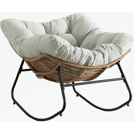 Fauteuil à bascule enfant en métal avec revêtement chenille, design moderne pour salon ou chambre (1/5)