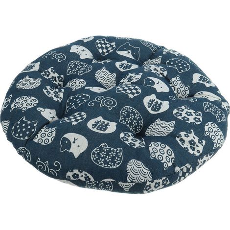 Crediri Stuhlkissen, rund, Baumwolle, 40 x 40 cm, dickeres Kissen, Büro-Sitzmatte, blaue Katze
