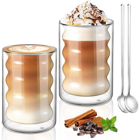 ecooe 350ml Doppelwandige Kaffeegläser Latte Macchiato 2er Set (1/5)