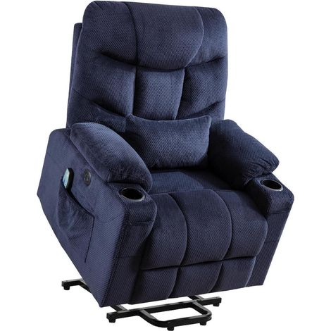 Elektrischer Fernsehsessel mit Aufstehhilfe, Massage & Heizung, USB, Blau (1/5)