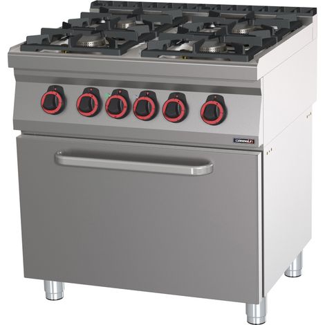 Fourneau Gaz 4 Feux Avec Four électrique Statique Gn 2/1 Hp 80 - Casselin