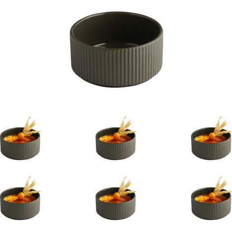 Bol THE GRID porcelaine Ø 12,5 cm 350 ml couleur mud marron empilable lot de 6 (1/5)