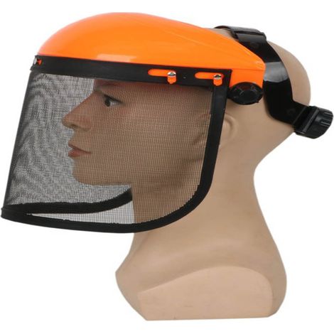 Casque de sécurité avec visière intégrale en maille pour débroussailleuse forestière et tondeuse à gazon. (1/3)