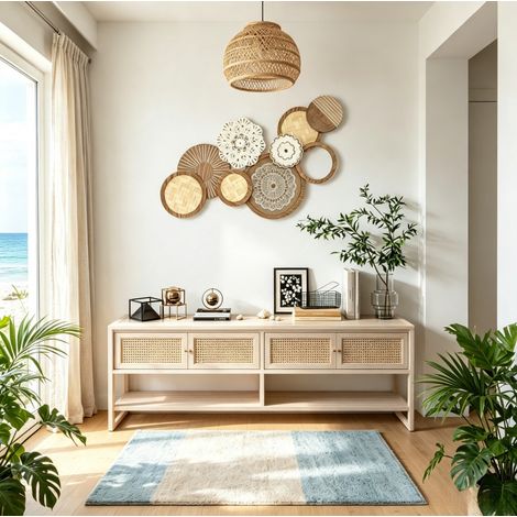 Wanddekoration aus MDF und Naturbambus, 83,8 x 44,5 cm, OKWISH (1/5)
