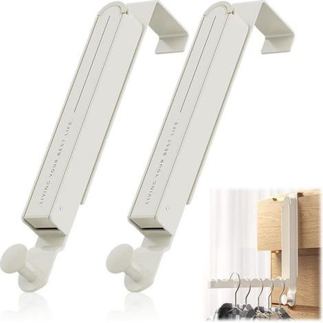 Folding clothes rack, 2-piece set - retractable extension with over-the-door hooks, no drilling required, travel clothes rack (1/5)